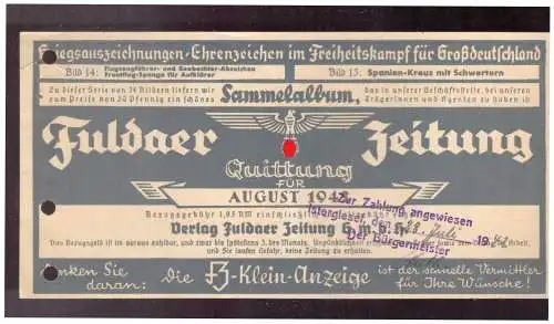 Fuldaer Zeitung Quittung. 