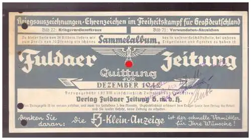 Fuldaer Zeitung Quittung. 