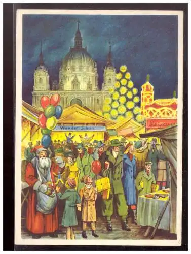 [Propagandapostkarte] DT- Reich (020096) Propagandakarte Festpostkarte Berliner Weihnachtsmarkt blanco gestempelt mit SST Berlin 8.12.1938. 