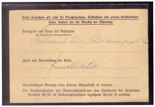 Dt- Reich (020275) Kleiner Wehrmachtsfahrschein Teil 1 vvom 11.5.1942