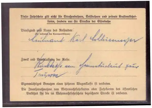 Dt- Reich (020276) Kleiner Wehrmachtsfahrschein Teil 2 vom 11.5.1942