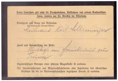 Dt- Reich (020277) Kleiner Wehrmachtsfahrschein Teil 1 vom 11.5.1942