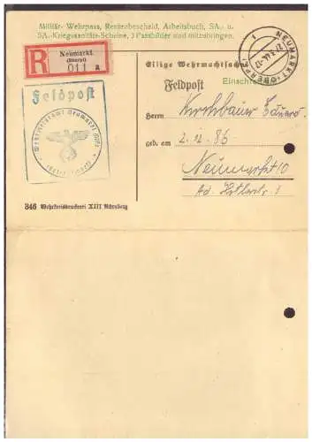Deutsches Reich  Rundstempel (Datum und/oder Ort klar)