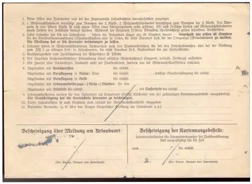 Dt- Reich (020315) Kriegsurlaubschein Dienststelle 06346A vom 15.12.1940
