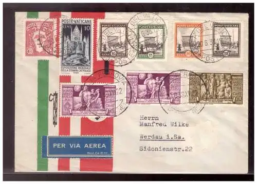 [Propagandapostkarte] DT- Reich (020513) Propaganda Schmuckumschlag, Führerbesuch in Italien, Marken Vatican!! und Italien, TST Vatican. 