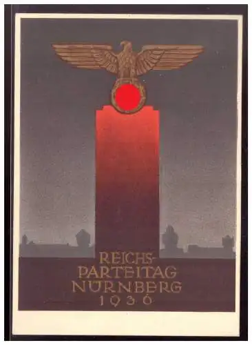 [Propagandapostkarte] DT- Reich (020534) Propagandakarte Reichsparteitag Nürnberg 1936, blanco gest. mit Stempel Reichsparteitag Nürnberg 1936. 