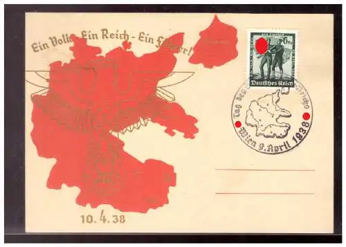 [Propagandapostkarte] Dt- Reich (020535) Propagandakarte Ein Volk Ein Reich Ein Führer, blanco mit SST Wien vom 9.4.1938. 