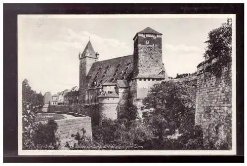 [Propagandapostkarte] Dt- Reich (020558) Propaganda AK Nürnberg Kaiserstallung mit fünfeckigen Turm, gelaufen Nürnberg mit SST am 8.9.1937. 
