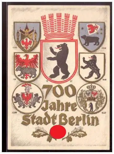 [Propagandapostkarte] Dt.- Reich (020559) Propagandakarte 700 Jahre Stadt Berlin, ungebraucht blanco gestempelt SST  Berlin am 18.8.1937. 