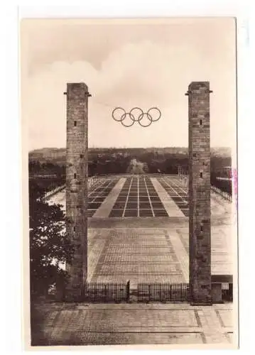 [Propagandapostkarte] Dt- Reich (020675) Propaganda AK Olymiade Berlin 1936, Reichssportfeld, Blick von der Deutschen Kampfbahn durch das. 