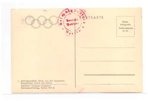 [Propagandapostkarte] Dt- Reich (020675) Propaganda AK Olymiade Berlin 1936, Reichssportfeld, Blick von der Deutschen Kampfbahn durch das. 
