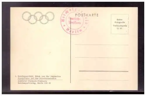 [Propagandapostkarte] Dt- Reich (020676) Propaganda AK Olymiade Berlin 1936, Reichssportfeld, Blick auf das Schwimmstadion, ungebraucht. 