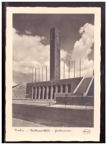 [Propagandapostkarte] Dt- Reich (020689) Propaganda AK Berlin Olympia 1936, Berlin Reichssportfeld- Glockenturm, ungebraucht. 