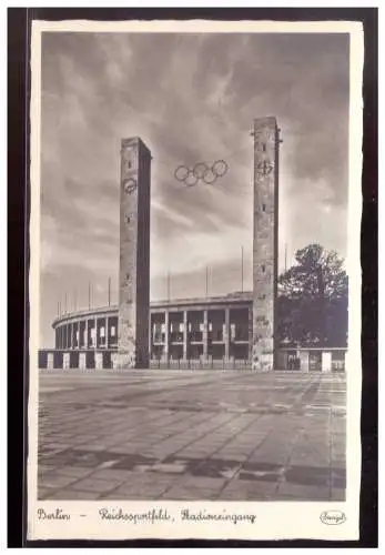 [Propagandapostkarte] Dt- Reich (020699) Propaganda AK Berlin Olympia 1936, Berlin- Reichsportfeld, Stadioneingang, ungebraucht. 