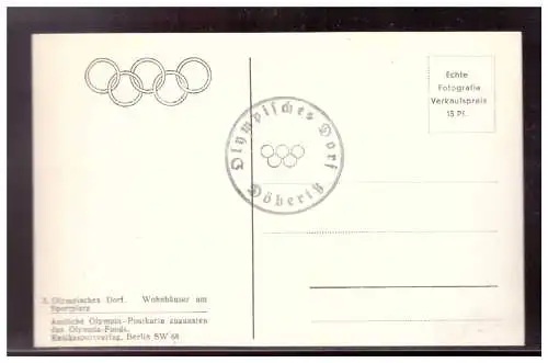 [Propagandapostkarte] Dt- Reich (020743) Propaganda AK Berlin Olympia 1936, Olympisches Dorf, Wohnhäuser am Sportplatz, ungebraucht. 