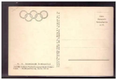 [Propagandapostkarte] Dt- Reich (020753) Propaganda AK Berlin Olympia 1936, Gesamtansicht Reichsportfeld, ungebraucht. 