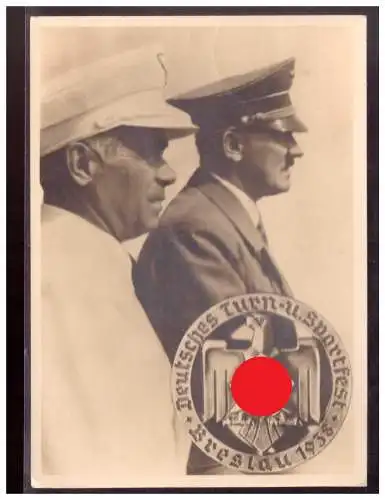[Ansichtskarte] DT- Reich (020896) Propagandakarte Amtliche Festpostkarte Deutsches Turn und Sportfest Breslau 1938, gelaufen. 
