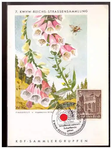 [Ansichtskarte] Dt- Reich (020928) Propagandakarte 7. KWHW- Reichs- Strassensammlung, Wegwarte , blanco gest. mit SST München. 