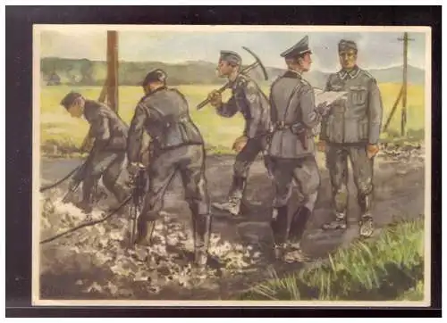 [Ansichtskarte] Dt- Reich (021025) Propaganda Sammelpostkarte, A. Hofer- Bilderwerk, Die Deutsche Wehrmacht, Bild 26, Pioniere. 