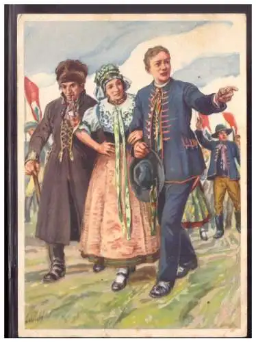 [Ansichtskarte] Dt- Reich (021066) Propagandakarte Trachten Sportfest Breslau, gelaufen mit SST Breslau 29.7.1938. 