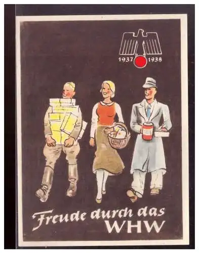 Dt- Reich (021092) Propaganda WHW Türblatt Freude durch das WHW 1937/ 1938