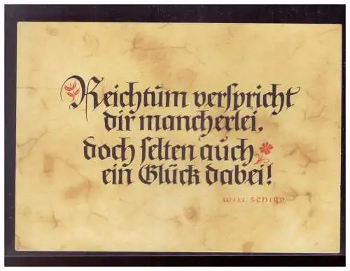 [Ansichtskarte] Dt- Reich (021120) Spruchkarte Reichtum verspricht dir mancherlei, doch selten auch ein Glück dabei!, ungebraucht. 