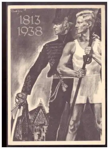 [Propagandapostkarte] DT- Reich (021190) Propagandakarte Deutsches Turn und Sportfest Breslau, gelaufen mit SST Breslau 30.7.1938. 