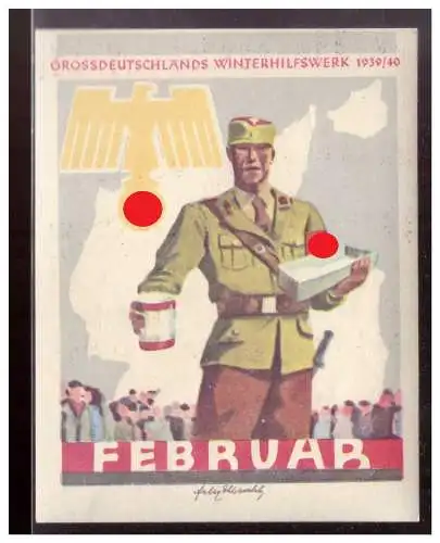 Dt- Reich (021264) Propaganda WHW Türblatt Grossdeutsches Winterhilfswerk, Februar 1939/ 1940