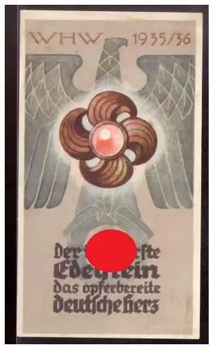 Dt- Reich (021277) Propaganda WHW Türblatt Der kostbarste Edelstein das opferbereite deutsche Herz 1935/ 1936