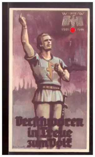 Dt- Reich (021280) Propaganda WHW Türblatt Verschworen in Treue zum Volk 1935/ 1936