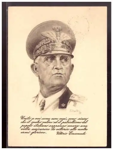 [Propagandapostkarte] Italien (021314) Propagandakarte König Vittorio Emanuele von Italien, gelaufen. 