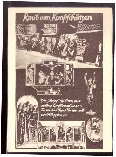 [Propagandapostkarte] Dt.- Reich (021321) Propagandakarte Raub von Kunstschätzen, blanco gest. mit SST Wien und Wien- Messe vom 8.1.1944. 