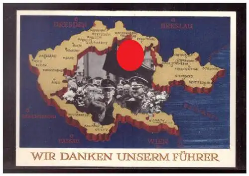 [Propagandapostkarte] Böhmen und Mähren (021324) Propaganda Befreiungskarte Wir Danken unserem Führer, mit SST Prag 18.3.1939. 