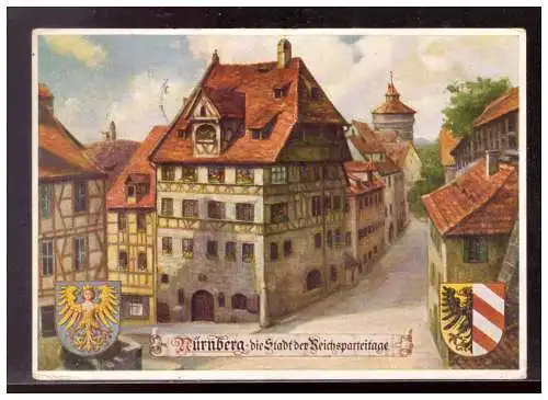 [Propagandapostkarte] Dt- Reich (021422) Propagandakarte Nürnberg die Stadt der Reichsparteitage, Albrecht Dürer Haus, gelaufen Nürnberg 12.9. 