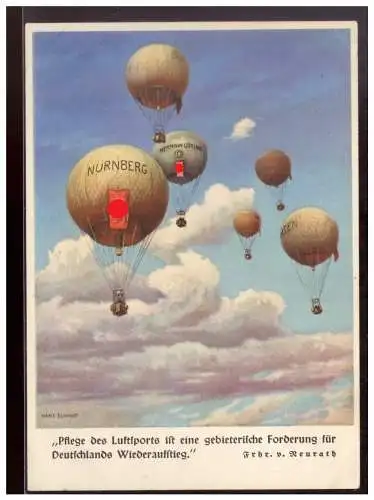 [Propagandapostkarte] Dt- Reich (021447) Propagandakarte Ballon Nürnberg, SST Gorden Bennett Ausscheidungsfahrt, 18.4.1937. 