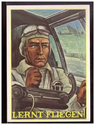 [Propagandapostkarte] Dt.- Reich (021451) Propagandakarte Lernt Fliegen, HSFR Karte, ungebraucht. 