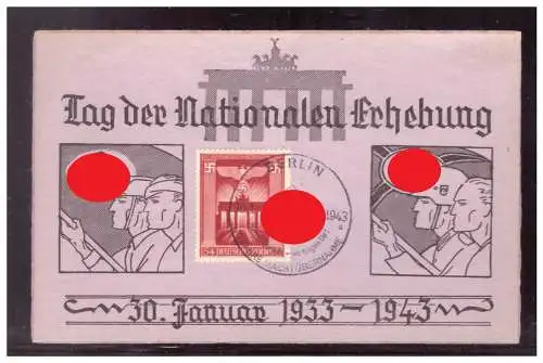 [Propagandapostkarte] Dt- Reich (021455) Propagandakarte Tag der Nationalen Erhebung als Maximumkarte, blanco SST 30.1.1943. 