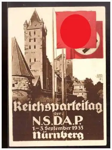 [Propagandapostkarte] Dt- Reich (021463) Propagandakarte Reichsparteitag der NSDAP 1933 Nürnberg, gelaufen Nürnberg 4.9.1933. 
