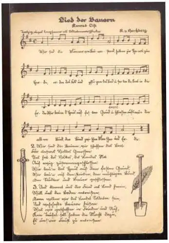 [Propagandapostkarte] Dt.- Reich (021518) Propagandakarte  Liederkarte Lied der Bauern, ungebraucht. 