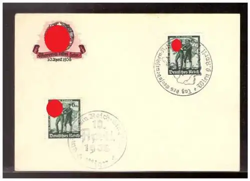 [Propagandapostkarte] DT- Reich (021553) Propagandakarte Österreich Kehrt Heim 10.4.1938, blanco gestempelt 2 ver. SST Wien 10.4.1938. 