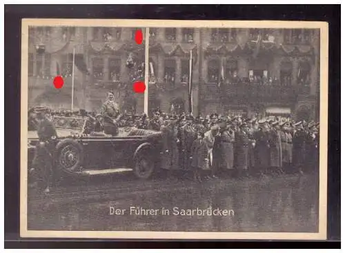 [Propagandapostkarte] Dt- Reich (021575) Propagandakarte Der Führer in Saarbrücken, ungebraucht mit Zeitungs- Werbung. 