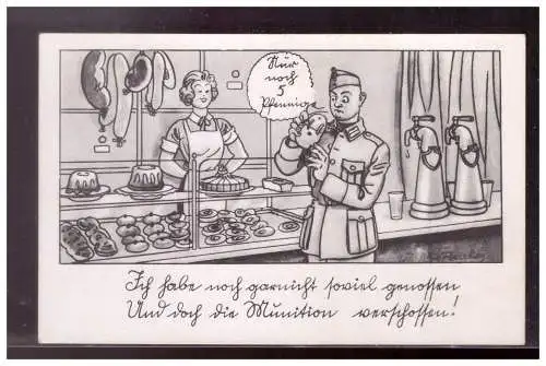 [Propagandapostkarte] AK (021580) Dt- Reich Ansichtskarte Soldaten Humor, ungebraucht. 