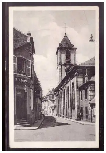 [Propagandapostkarte] DT-Reich (021607) Postkarte Saargmünd- Kirche, Truppenstempel Marsch BTL gelaufen Bitsch 22.4.1943. 