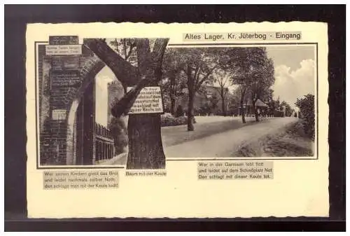 [Propagandapostkarte] DT-Reich (021619) Postkarte Altes Lager. Kr. Jütebog - Eingang, gelaufen 11.5.1939. 