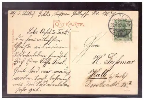 [Propagandapostkarte] DT-Reich (021637) Propaganda Leipzig, Kaserne des K.S. 7. Infaterie- Reg. König Georg No. 100, gelaufen 23.4.1907. 