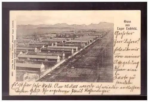 [Propagandapostkarte] DT-Reich (021648) Propaganda Gruß aus Lager Lechfeld, gelaufen 13.4.1905. 