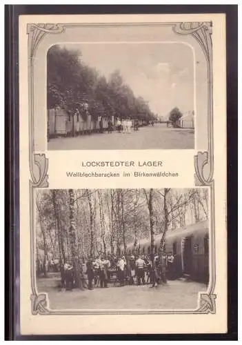 [Propagandapostkarte] DT-Reich (021673) Propaganda Lokstedter Lager, Wellblechbaracken im Birkenwäldchen, gelaufen 10.9.1918. 