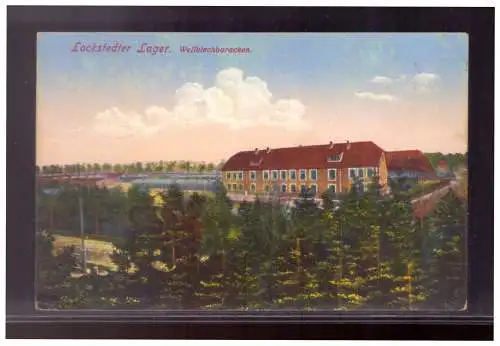 [Propagandapostkarte] DT-Reich (021674) Propaganda Lokstedter Lager, Wellblechbaracken, gelaufen 22.6.1915. 