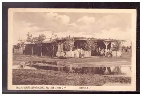 [Propagandapostkarte] DT-Reich (021679) Propaganda Postkarte, Truppenübungsplatz Alten Grabow, Kantine 7, gelaufen 12.1.1915. 