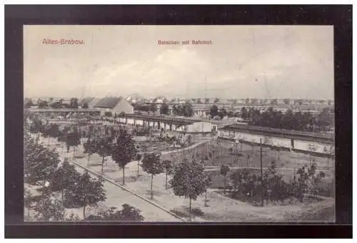 [Propagandapostkarte] DT-Reich (021680) Propaganda Postkarte, Truppenübungsplatz Alten Grabow, Baraken mit Bahnhof, ungebraucht. 